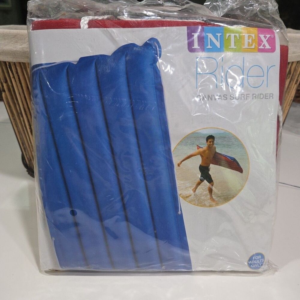 Intex Canvas Adult Surf Rider Inflatable Float Blue/Red 60"x29" 2012 SEALED B18